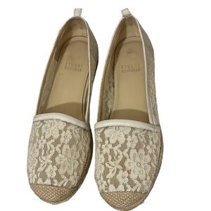 Stuart Weitzman Meshuga White
Vienna Floral Lace Espadrilles Size 7N
